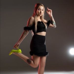 Black top and skirt set